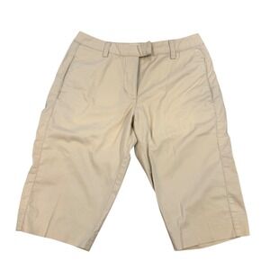 Adidas Capri‎ Pants Women 2 Beige EUC Golf  Stretch Cotton Blend AE7004 Khaki